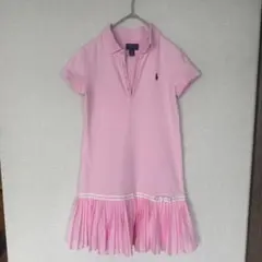 最安値　ポロラルフローレン　ポロワンピース　ピンク　 プリーツ　M(8-10)