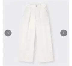 GU レディース　ライトデニムワイドパンツ　オフホワイト　Lサイズ