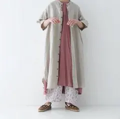 ネストローブ リネンエアリーシャツジャケット ルーズ ナチュラル