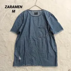 ZARA MAN ザラ デニム Tシャツ カットソー フリンジ M 古着風のサムネイル