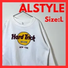 【即日発送】古着　ハードトリックスケート　スウェット　ユニセックス　ホワイト　L