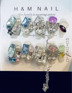 新作❗️ネイルチップ ゴテゴテ　量産型　3Dキャラハロウィン　宝石　地雷　可愛い