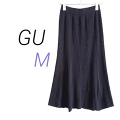 GU【M】レーヨン混 リブ編みフレアマーメイドスカート ウエストゴム