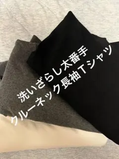 洗いざらし太番手クルーネック長袖Ｔシャツ