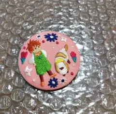 ジブリ 刺繍ブローチ ハウルの動く城 マルクル ヒン 缶バッジ 刺繍缶バッジ