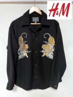 【良】★H&M エイチアンドエム XS 虎柄 オーバーサイズ フリースシャツ★