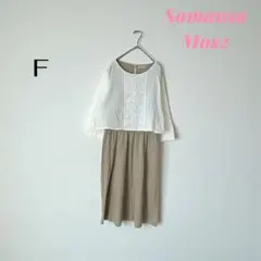 サマンサモスモス ワンピース 刺繍 七分袖 ナチュラル 綿100% （F）