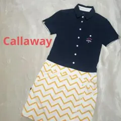 キャロウェイ　ゴルフワンピース　ネイビー　イエロー　半袖