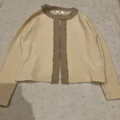 KOBE LAUREL フリンジカーディガン M アイボリー　ウール100