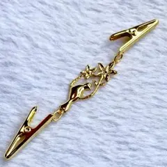ストールクリップ(ハンドメイド)透かしパーツ　鳥と花　金色金具　羽織留め