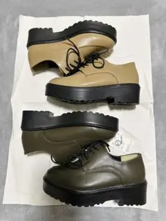 未使用 厚底シューズ 2足セット M ベージュ オリーブ