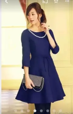 パール襟付きティアードワンピース繊細なラメ入り黒