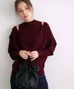 美品　フェイクレイヤードドルマンプルオーバー