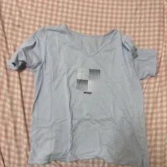 NUDY BEAUTY Vネック 半袖Tシャツ ライトブルー LL