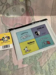 サンリオキャラクターズ　フラットポーチ　シナモロール　ポチャッコ　ハンギョドン