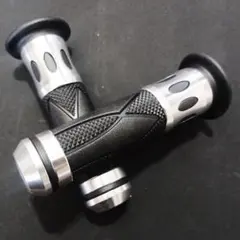 バイク ラバー グリップ 銀 ハンドル 22.2mm バーエンド ヤマハのサムネイル