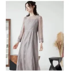 nianaオケージョンワンピース　くすみ紫