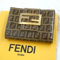未使用品　FENDI フェンディ　二つ折り財布　レザー　ズッカ柄　ガラス加工のサムネイル