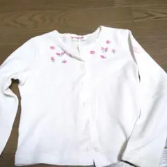mezzo piano カーディガン 120 ホワイト 花柄刺繍