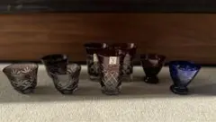 青赤江戸切子　お猪口・ぐい飲み•グラス？セット