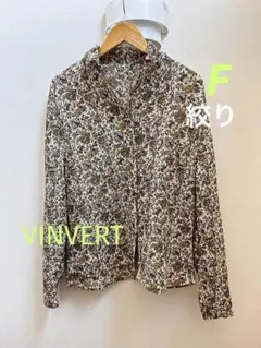 フラワープリント★F★花柄　長袖　絞りシャツ　VINVERT レトロ　リバティのサムネイル
