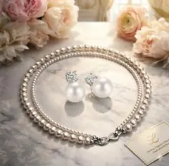 【新品】パール ネックレス イヤリング 入学式 卒業式 2点セット　冠婚葬祭