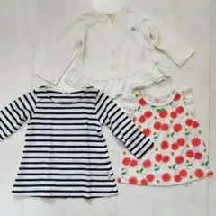 子ども服(女の子) 80cm カーディガン、ロンT、ノースリーブ３枚セット