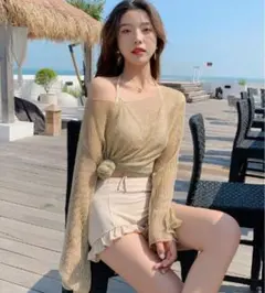 2580円→1999円 水着 シースルー 体型カバー フリル 3点セット