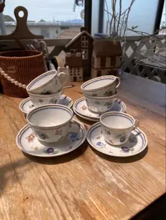 廃盤品】GINORI / イタリアンフルーツ ティーカップ&ソーサー×4客 
