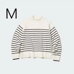 UNIQLO ウォッシャブルモックネックボーダーセーター （長袖） M