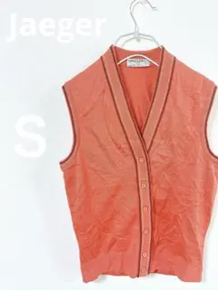 希少✨Jaeger【Ｓ】 ニットベスト 100%ウール オレンジ　ニューヨーク製