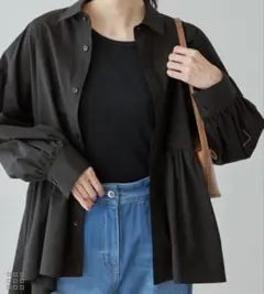 ROPÉ PICNIC ぺプラムシャツ サイズ38 ブラック