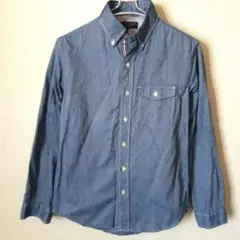 ブルースタンダード デニム風長袖シャツ Sサイズ ブルー