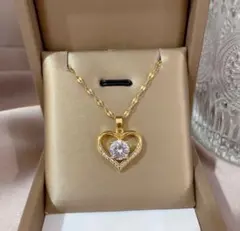 大きいハート ネックレス サージカルステンレス czダイヤ✨ 【爆売れ】 ゴール