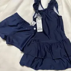 〖デビロック〗ネイビー フリル付き セパレート水着 120cm
