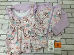 （01）ディズニー/キッズ 水着2点セット/ ミニーマウス 90