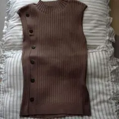 Mystrade サイドボタン リブニット ブラウンのサムネイル
