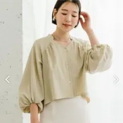 新品タグ付き F by ROSSO イージーケアバルーンスリーブシャツ 