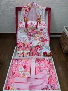七五三 被布セット ピンク 花柄 3歳用のサムネイル