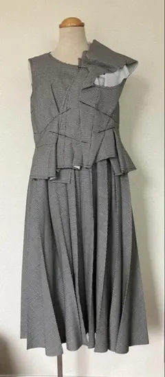 コムデギャルソン 変形デザインドッキングワンピース 千鳥格子ノースリーブ