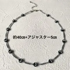 ハンドメイド ビーズ チョーカー ネックレス 月 ムーン グレー y2k