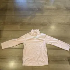 ピンク リブ　長袖 ハイネック