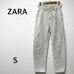 ザラ カジュアルパンツ　デニム　ジーンズ　ハイウエスト　ゆったり　ライトグレー