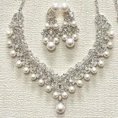 【美品】ブライダルジュエリーセット ネックレス イヤリング ウェディング 結婚式