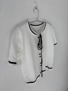 半袖ニット　レディース　リボン付き　カジュアル　韓国