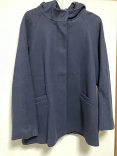 クロコダイル　ネイビー フード付きコート