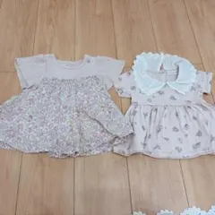 プティマイン 花柄フリル付きトップス 2点セット 90
