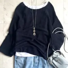 スピックアンドスパン サマーニット 春ニット セーター リネン ネイビー 濃紺