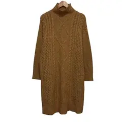 BEAMS HEART ビームス　ケーブルニットワンピース　マスタード