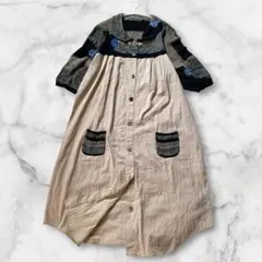 美品✨エムアンドキョウコ ニット ドッキング ワンピース 異素材 2way 光沢